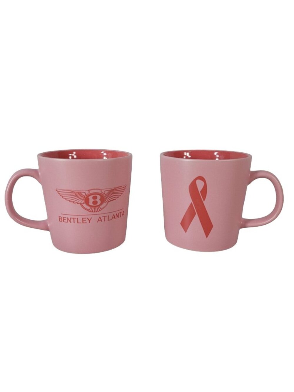 Bentley Breast Cancer Support Mugs Pink 4" Ribbon Wings Logo Lot of 2 Atlanta